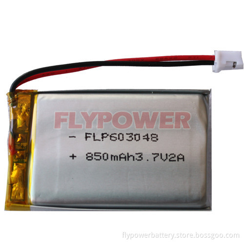 3.7V 850mAh Lithium Ion Polymer Battery Pack (1S1P of FLP-603048)